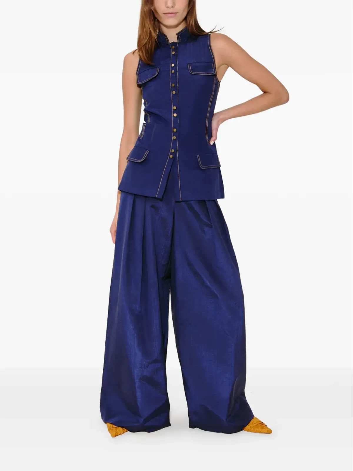 Rosie Assoulin ridged buttoned vest - Blue - 画像5