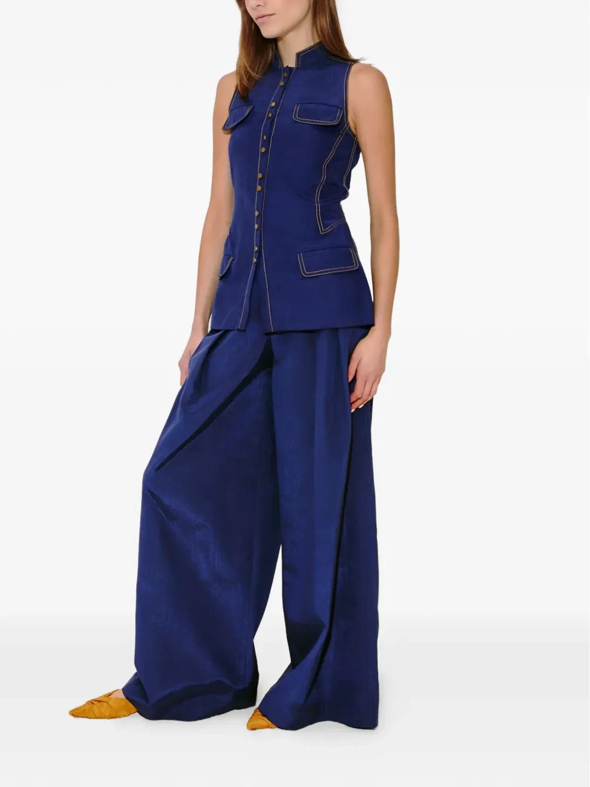 Rosie Assoulin ridged buttoned vest - Blue - 画像3