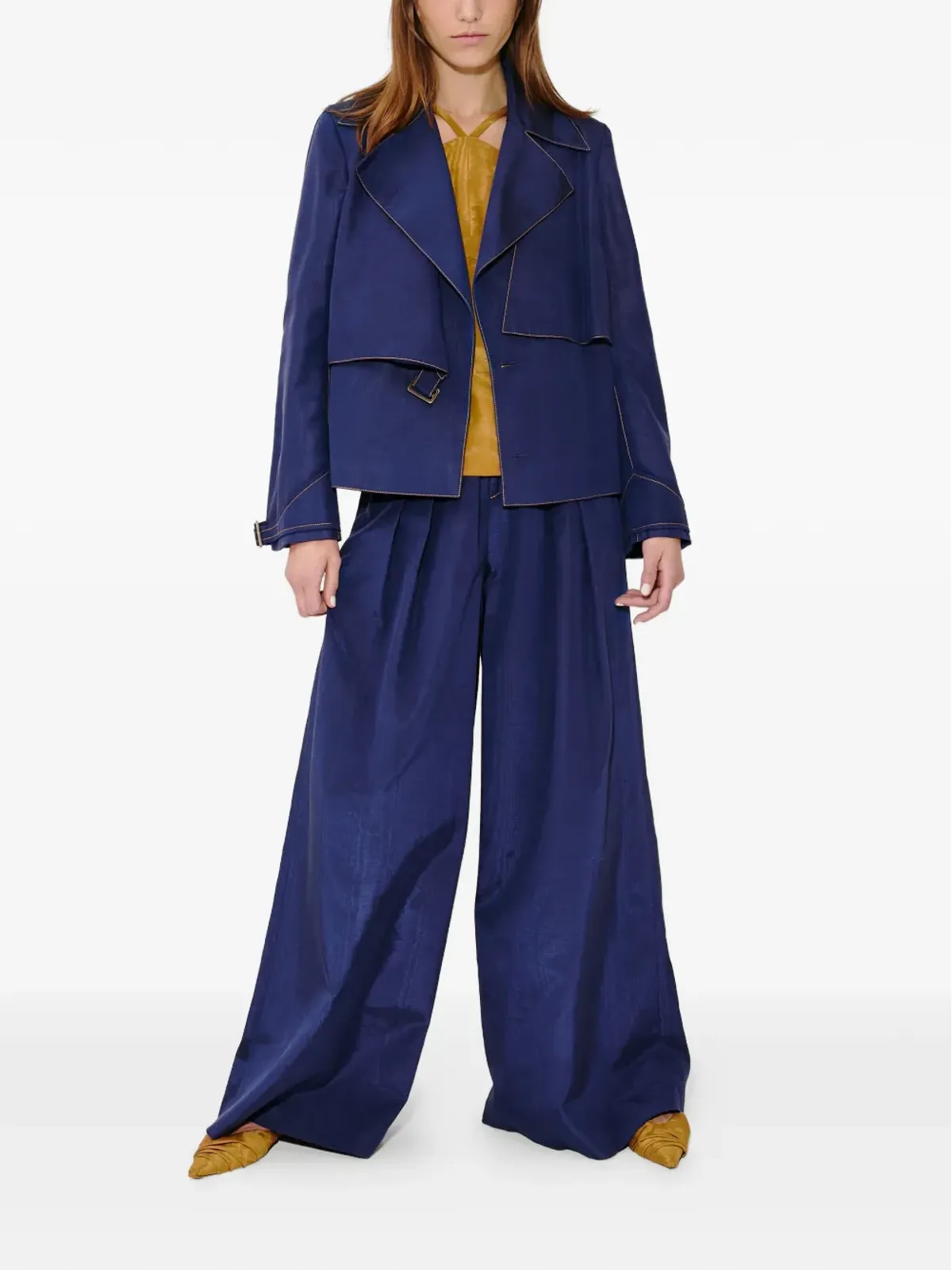 Rosie Assoulin ridged moiré belted jacket - Blue - 画像2