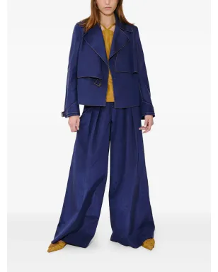 Rosie Assoulin ridged moiré belted jacket - Blue - サムネイル2