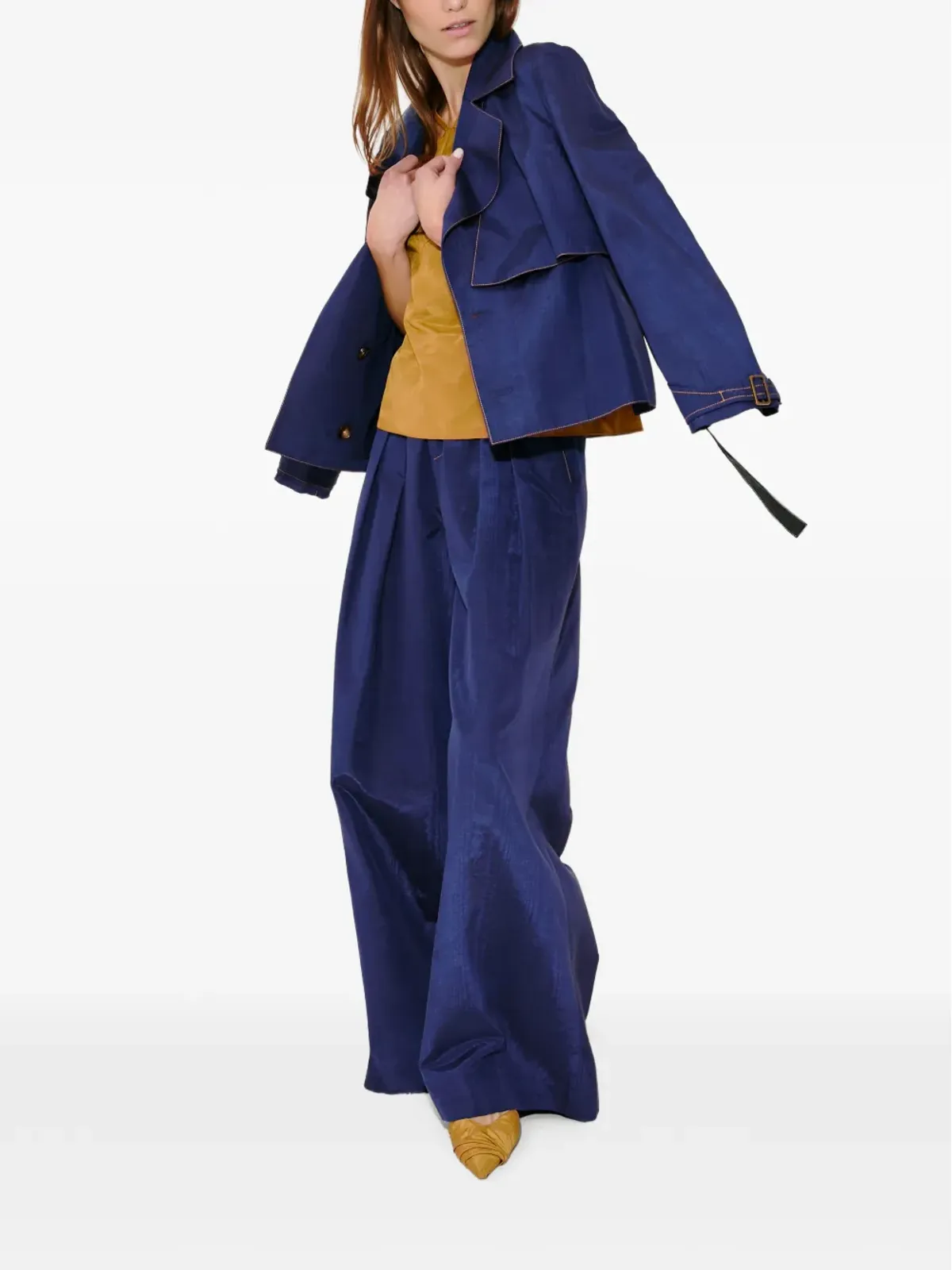 Rosie Assoulin ridged moiré belted jacket - Blue - 画像3