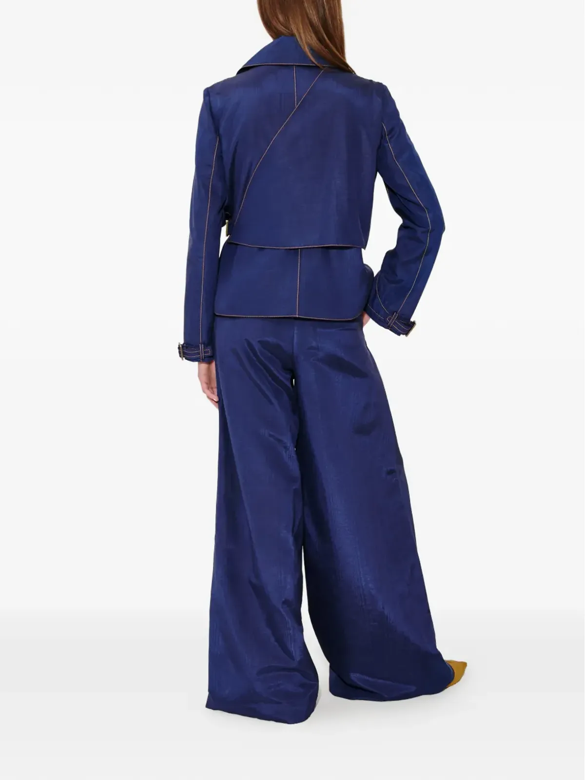 Rosie Assoulin ridged moiré belted jacket - Blue - 画像4