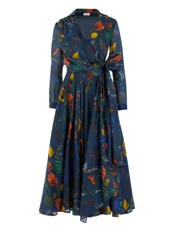 Rosie Assoulin Rosie Assoulin サッシュ Yay! 長袖ミディドレス ブルーの商品画像