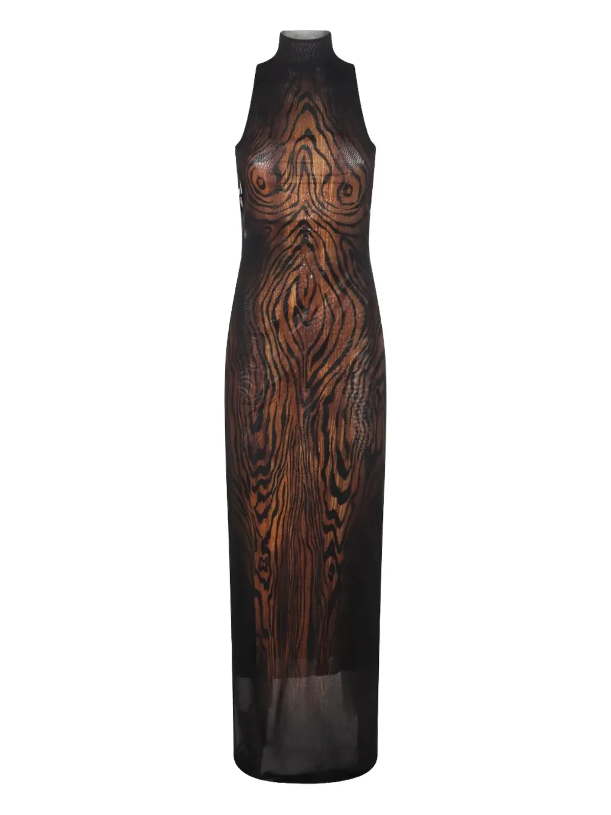 Jean Paul Gaultier ハイネック ウッドプリント ドレス - ブラック - 画像1