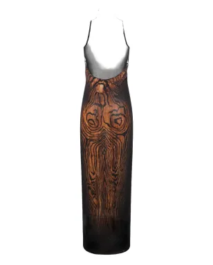 Jean Paul Gaultier ハイネック ウッドプリント ドレス - ブラック - サムネイル2