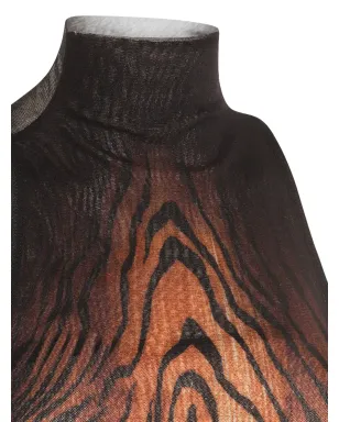 Jean Paul Gaultier ハイネック ウッドプリント ドレス - ブラック - サムネイル3