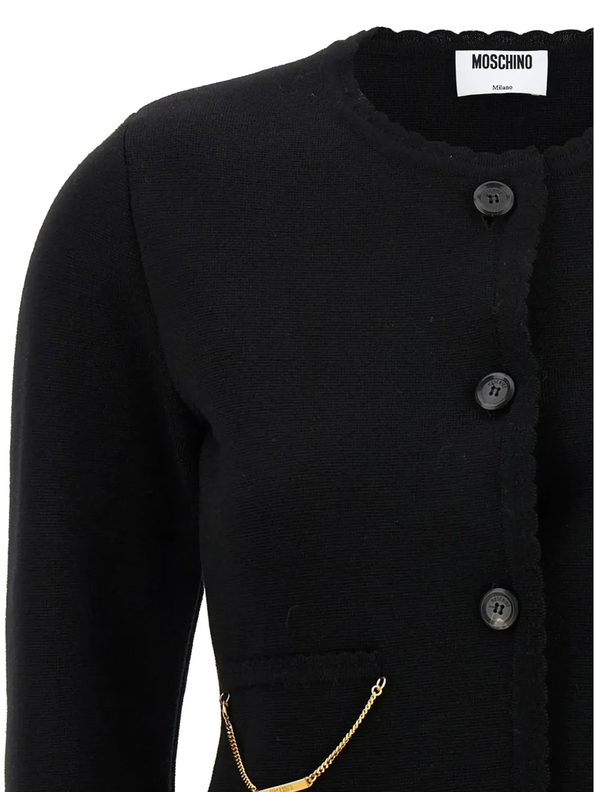 Moschino チェーンディテールカーディガン ブラック - 画像4