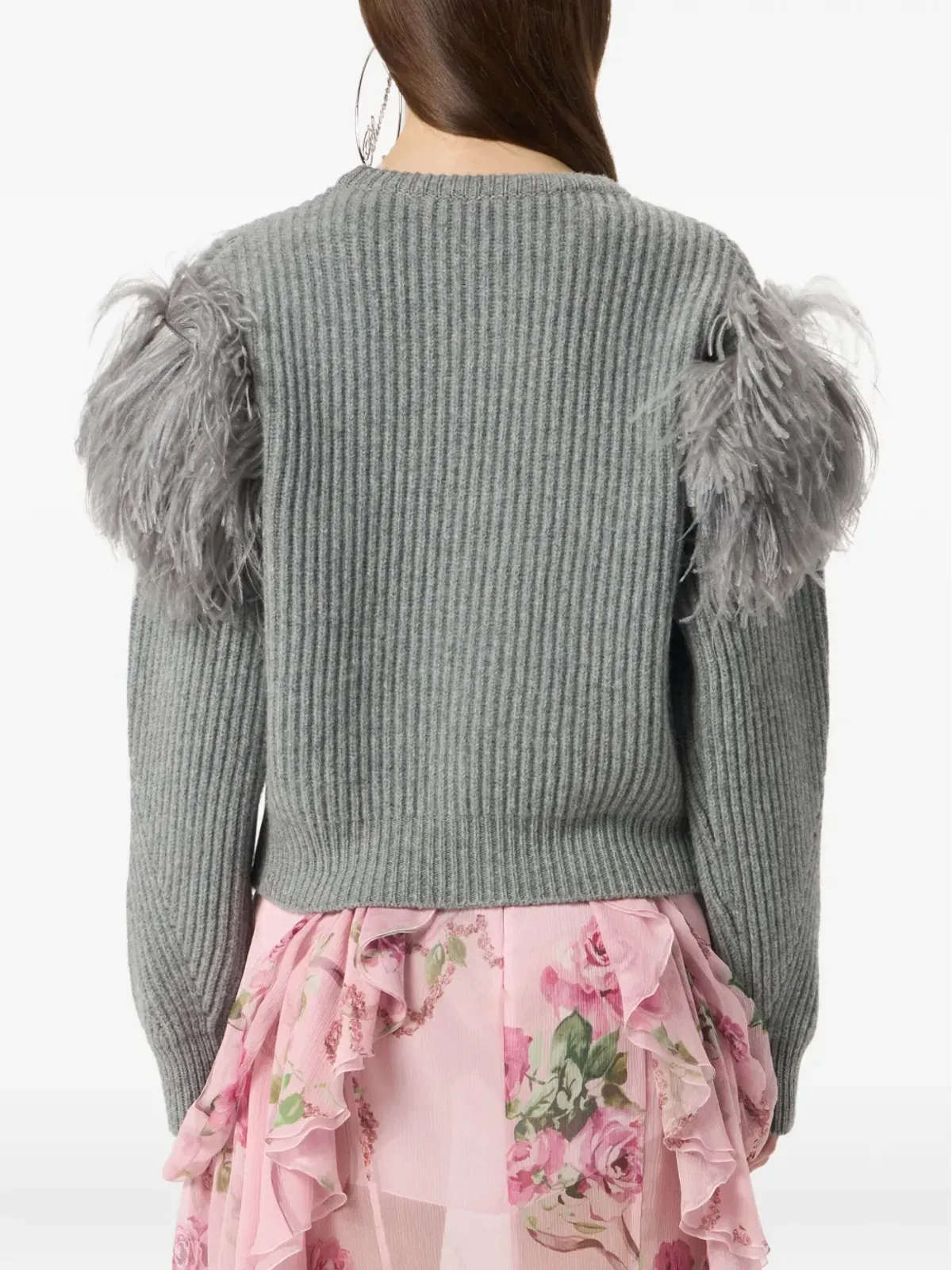 Blumarine フェザー装飾入りリブ編みセーター - 画像5