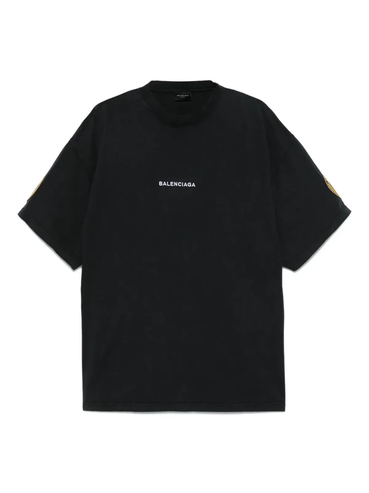 Balenciaga ロゴ刺繍袖パッチ Tシャツ - 画像1