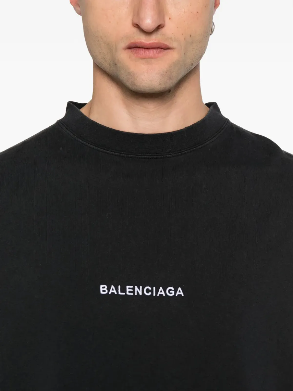 Balenciaga ロゴ刺繍袖パッチ Tシャツ - 画像5