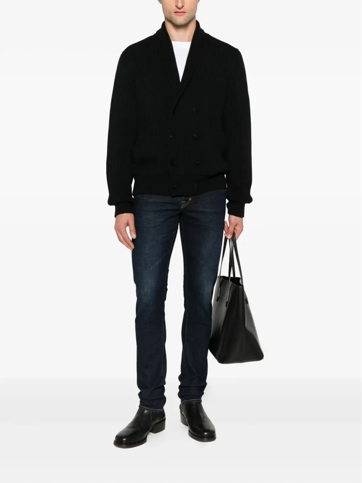 TOM FORD リブ編みダブルブレストカーディガン - 画像2
