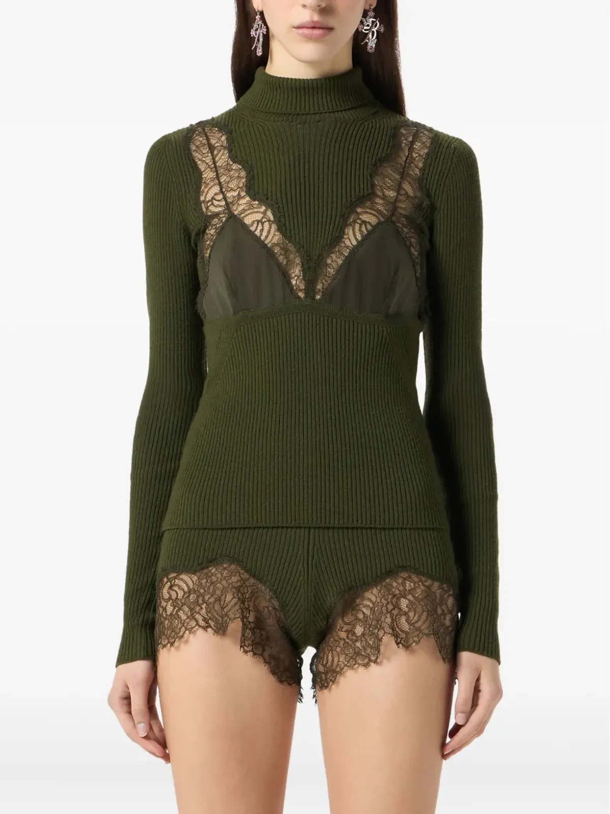 Blumarine リブ編みタートルネックセーター - 画像3