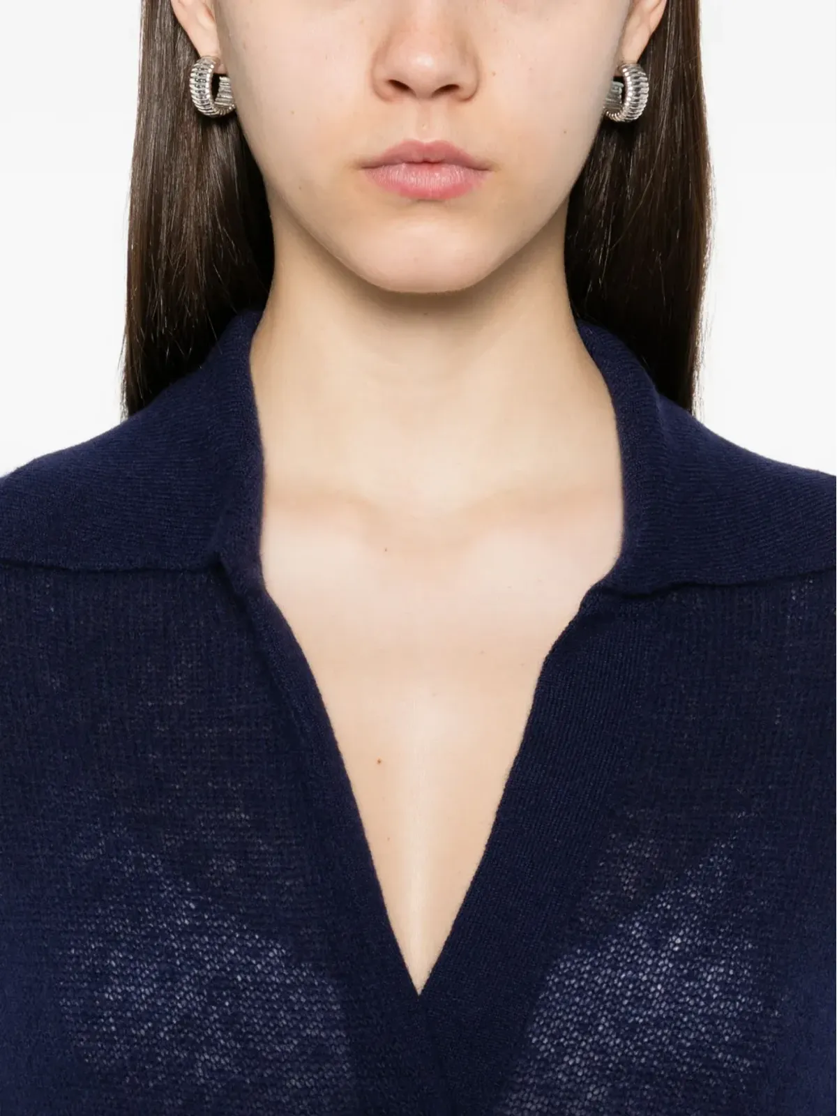 TOM FORD Vネック カシミヤとシルク混紡セーター ブルー - 画像5