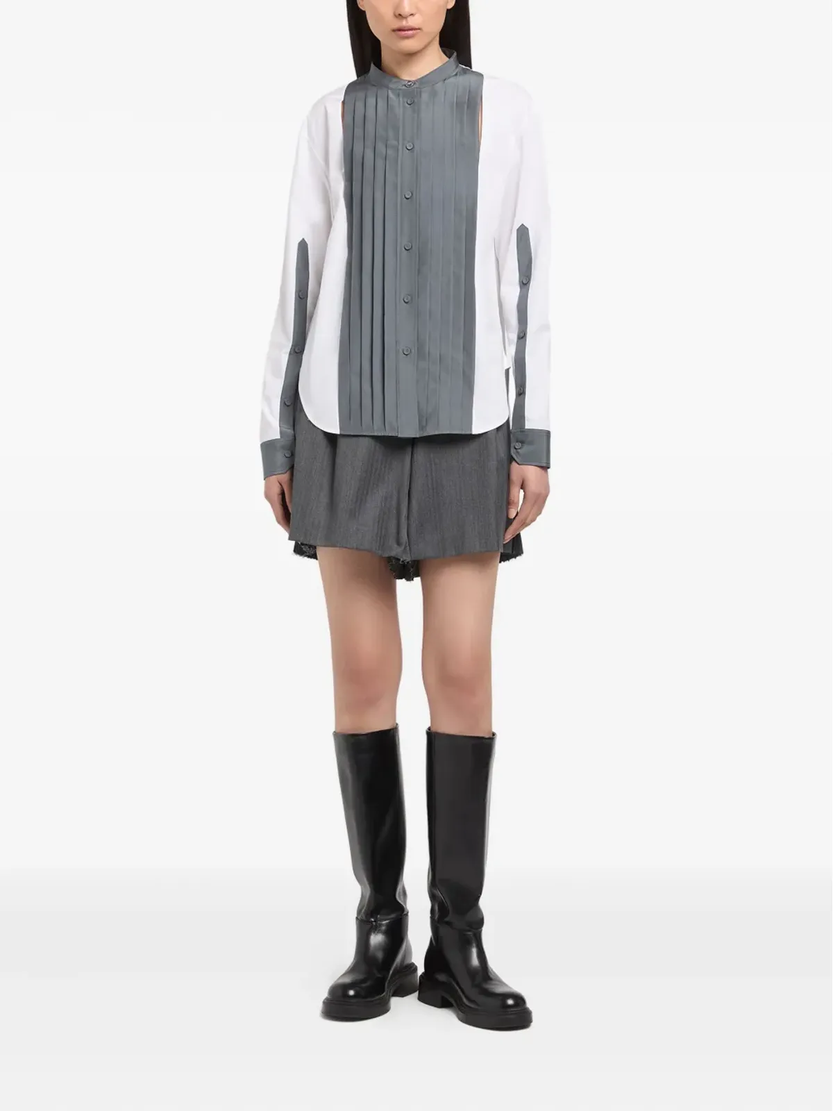 Ports 1961 プリーツパネルコットンシャツ - 画像2