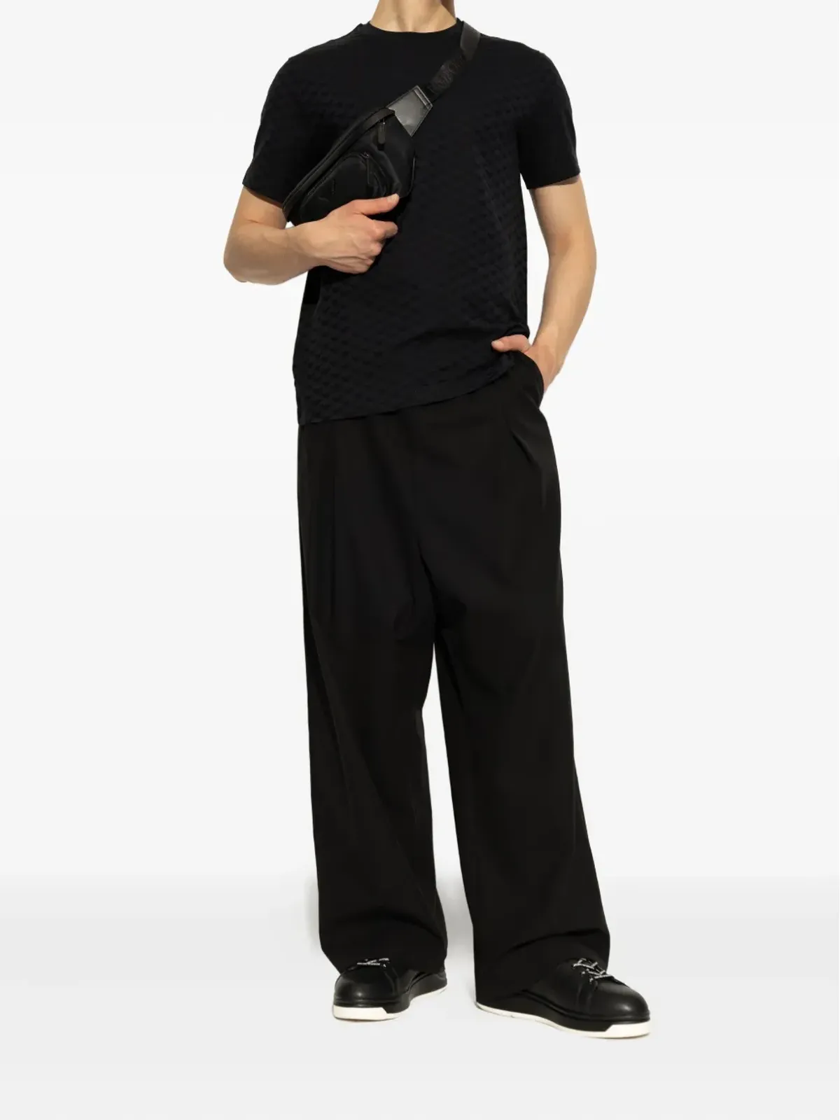 Emporio Armani レザー レースアップ スニーカー - 画像5