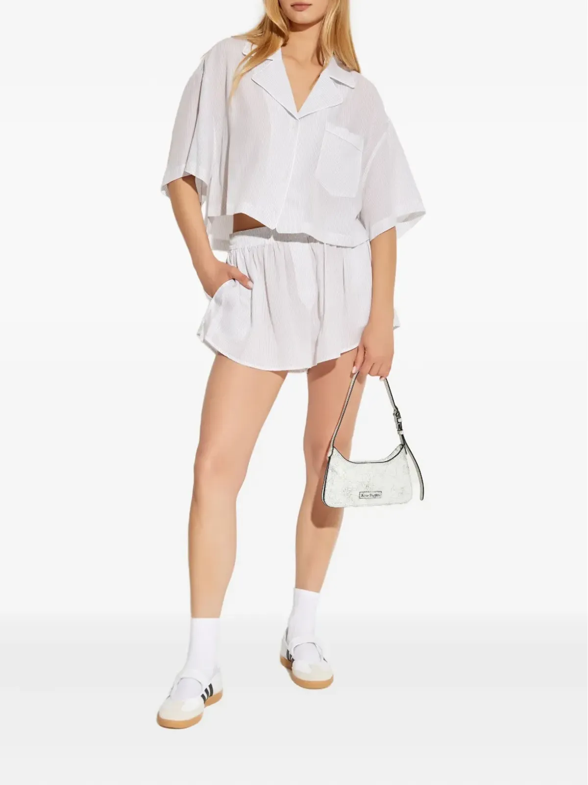 Alexander Wang ピンストライプ ウエストゴムショートパンツ - ホワイト - 画像2
