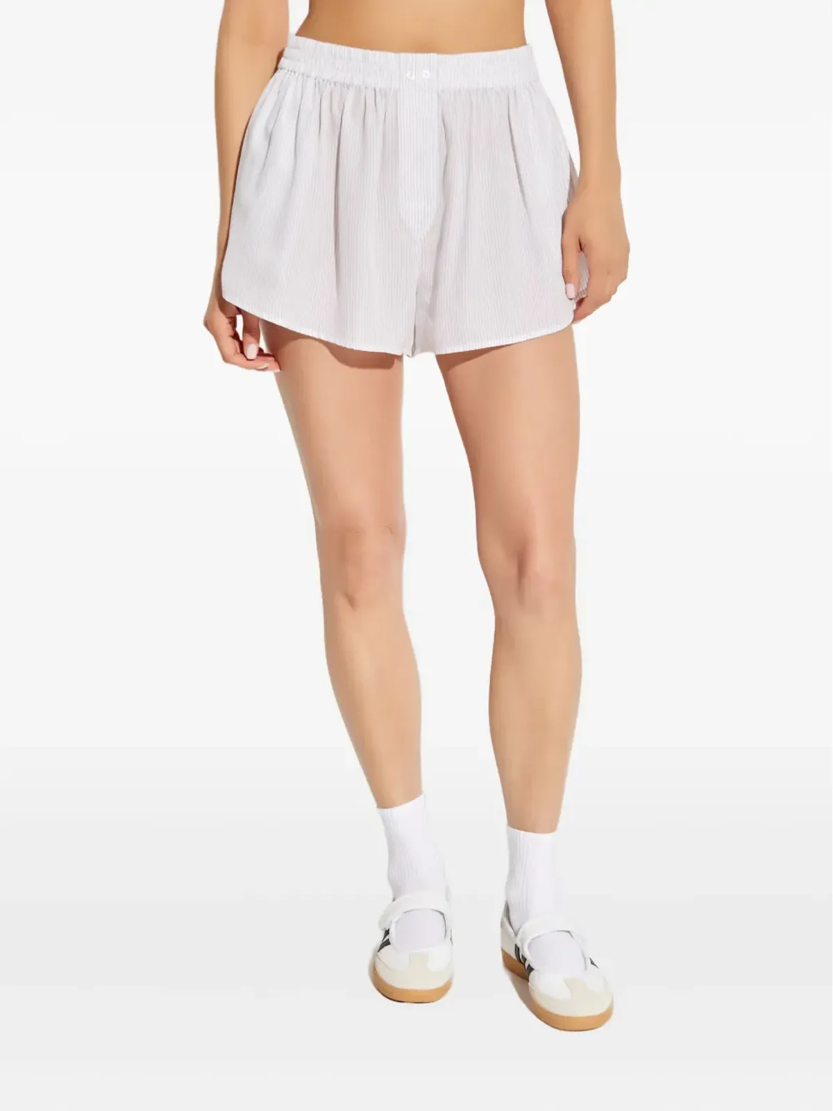 Alexander Wang ピンストライプ ウエストゴムショートパンツ - ホワイト - 画像3