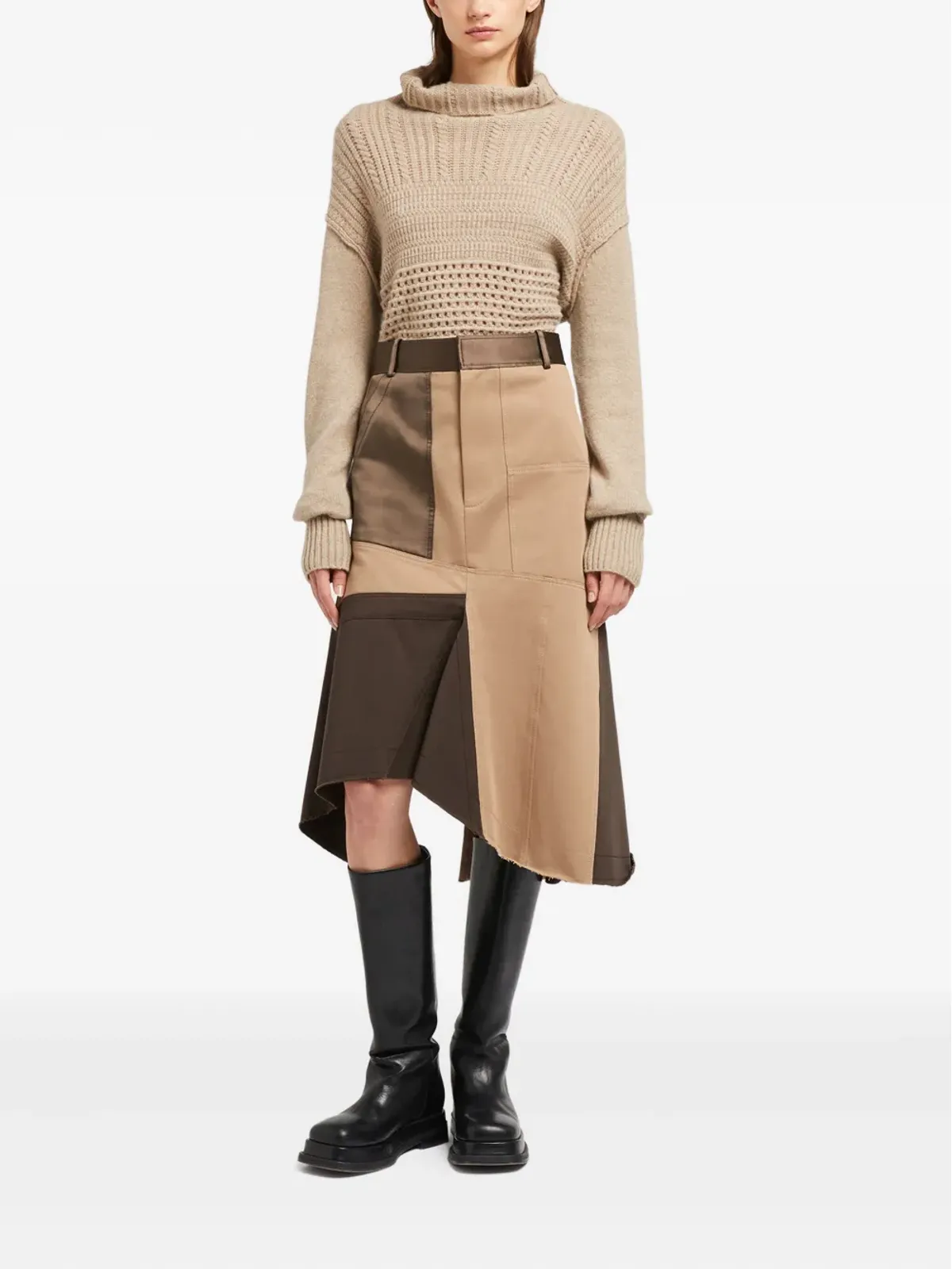 Ports 1961 アシンメトリック パッチワーク ミディスカート - 画像2