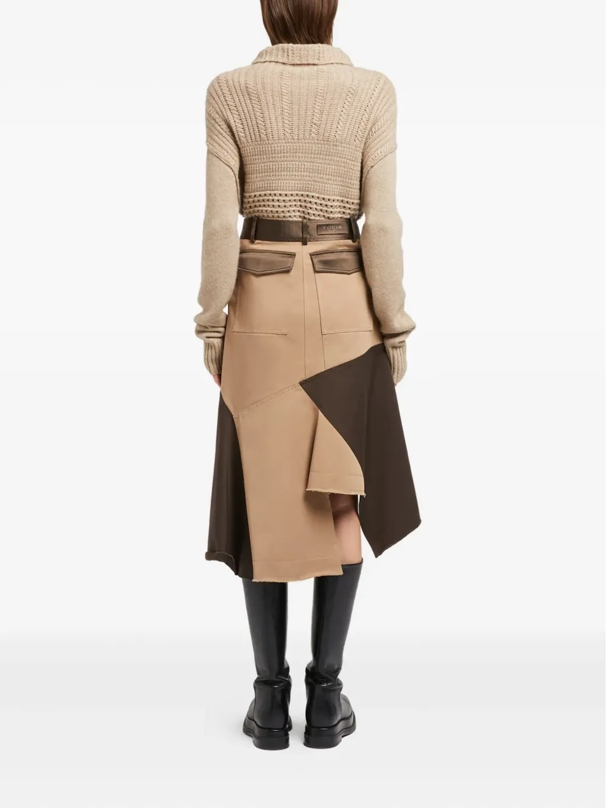 Ports 1961 アシンメトリック パッチワーク ミディスカート - 画像3