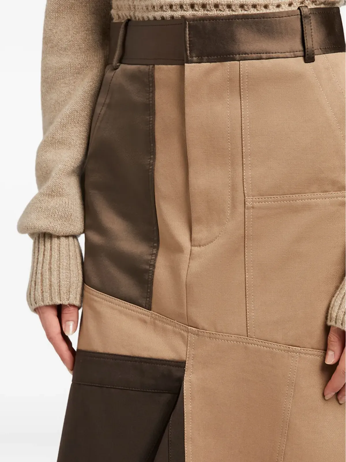 Ports 1961 アシンメトリック パッチワーク ミディスカート - 画像4