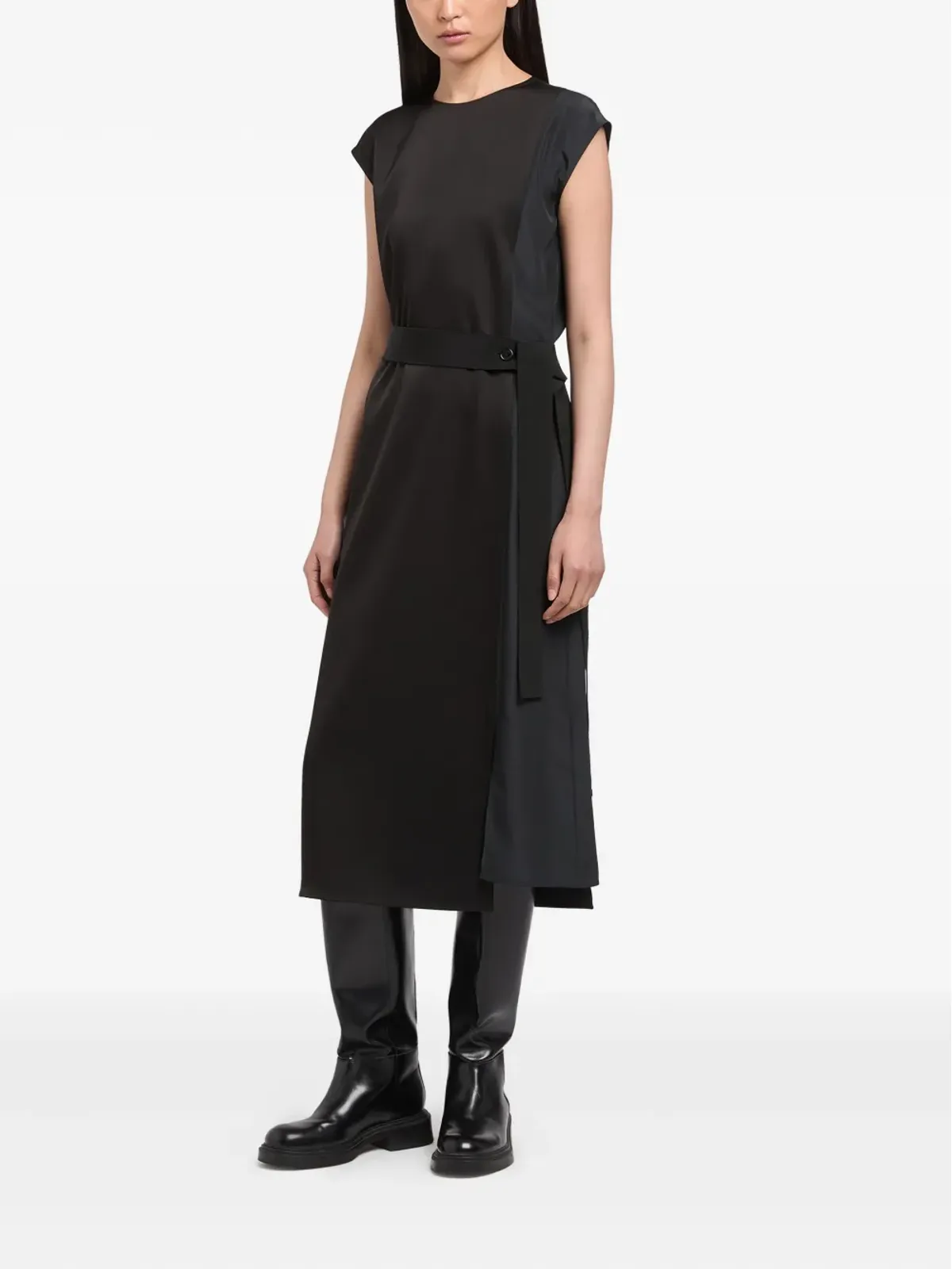 Ports 1961 ベルト付きキャップスリーブ ミディドレス ブラック - 画像2