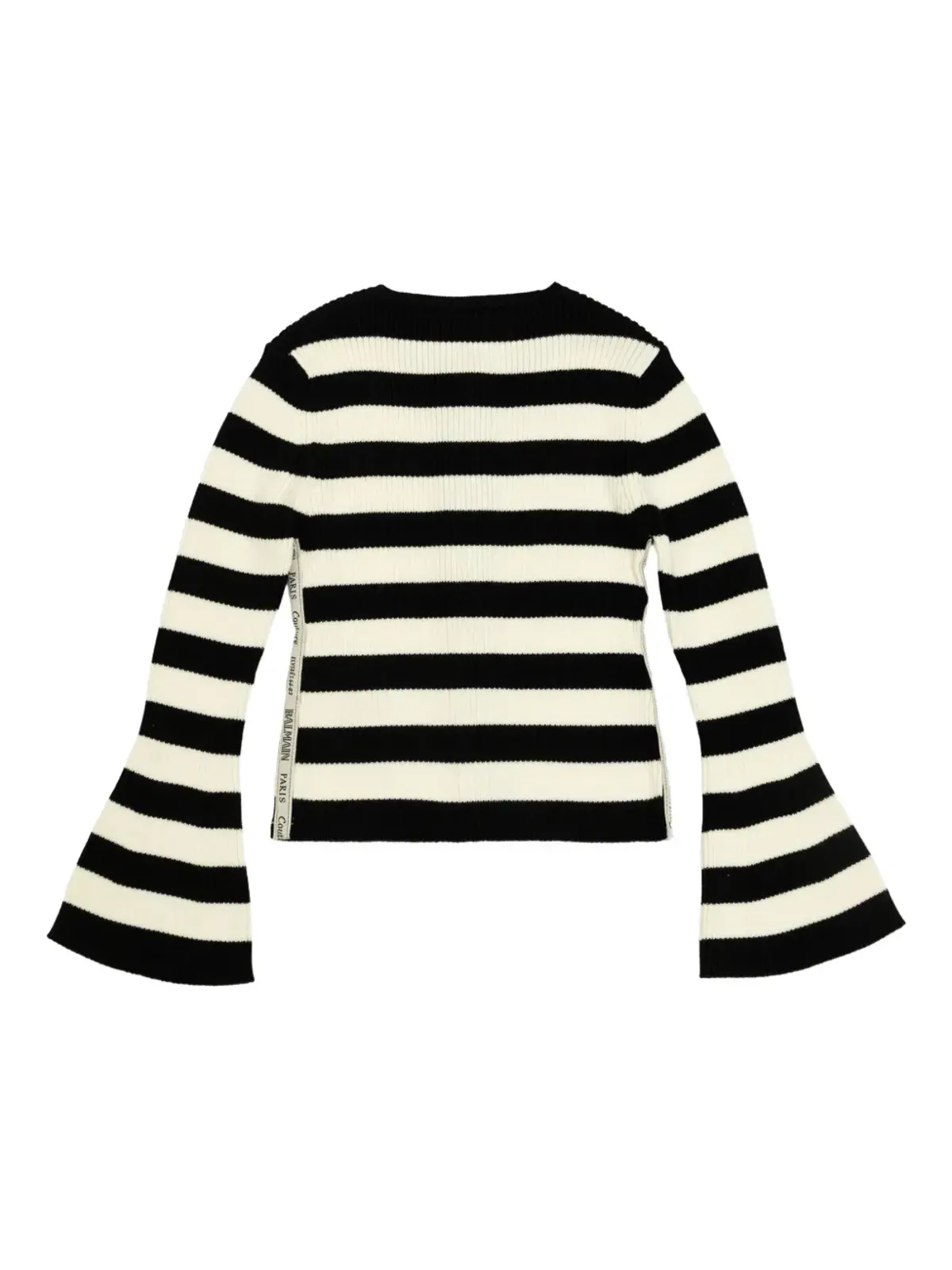 Balmain Kids ストライプベルスリーブ カーディガン（ブラック） - 画像2