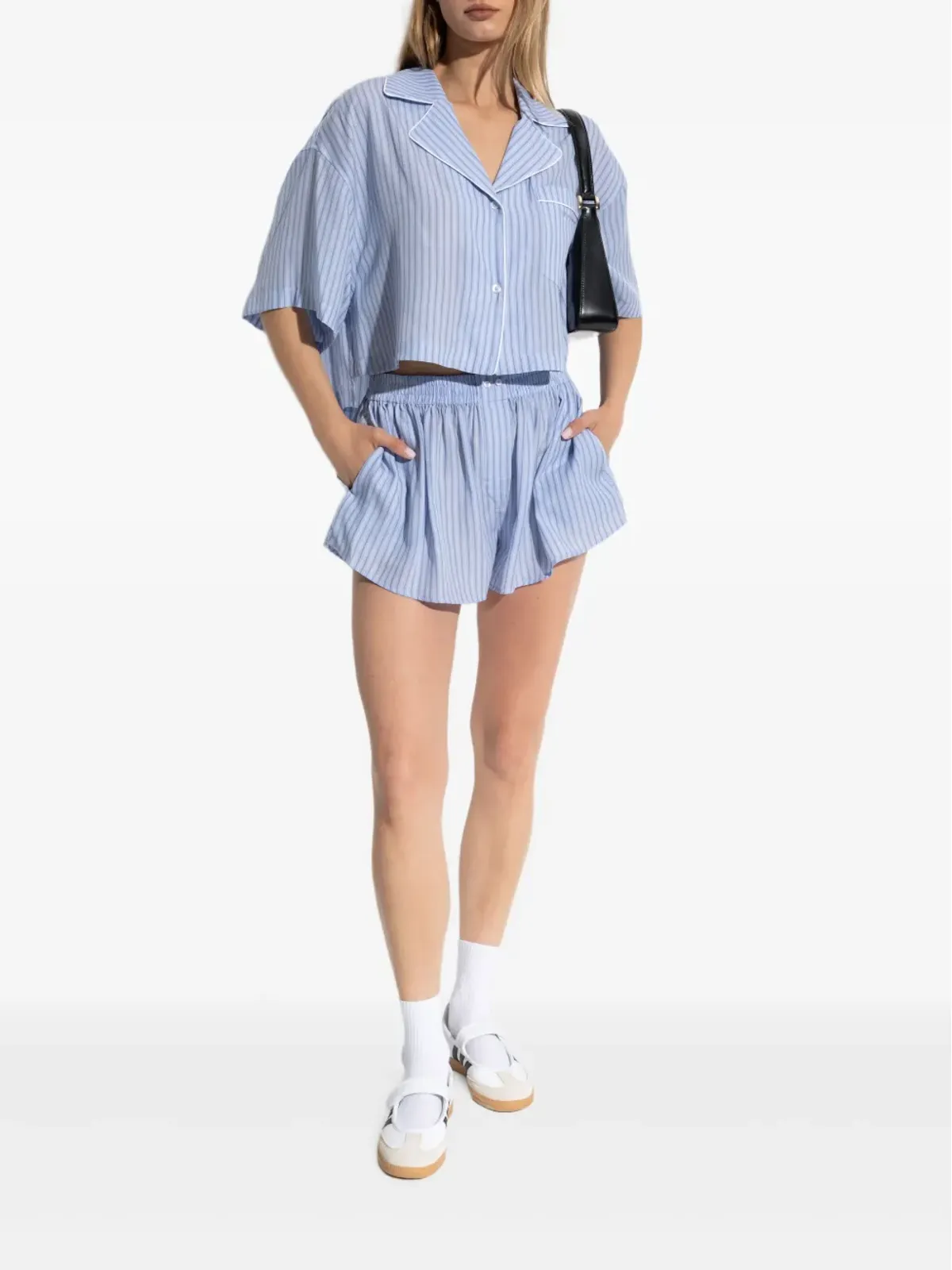 Alexander Wang ストライプ柄エラスティックウエストショーツ - ブルー - 画像2