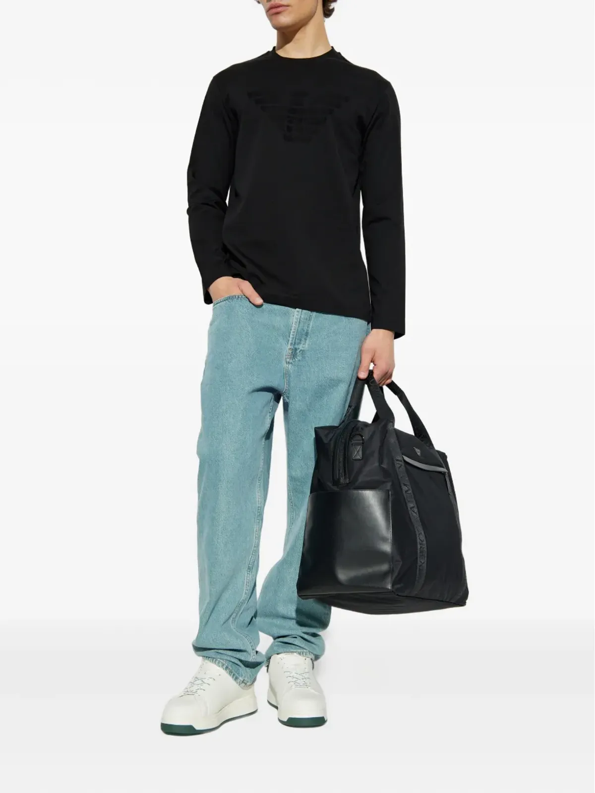 Emporio Armani イーグルエンブレム長袖Tシャツ - 画像2