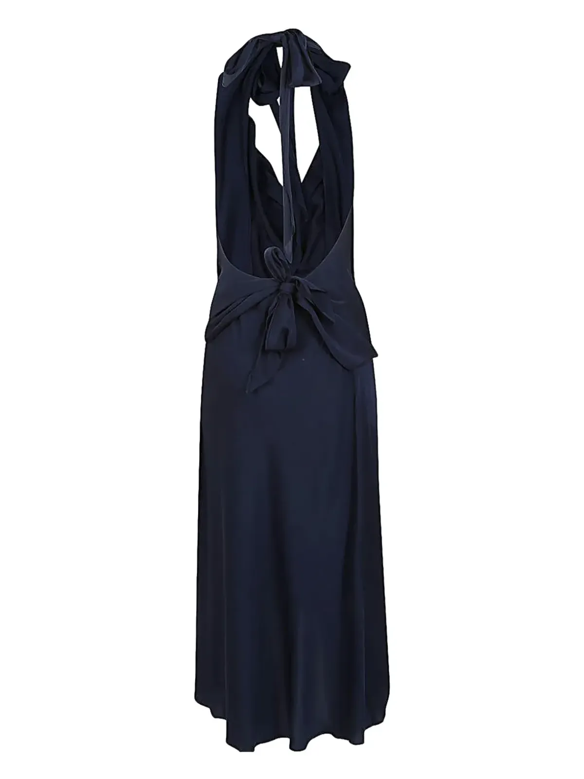 SILK95FIVE ブルーのカウルネックバックレスドレス - 画像2