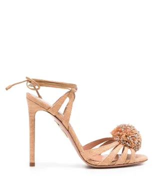 Aquazzura Movida クリスタル装飾ポンポンサンダル - サムネイル1