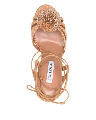 Aquazzura Movida クリスタル装飾ポンポンサンダル - サムネイル4