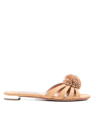 Aquazzura Movida クリスタル装飾ポンポンサンダル - サムネイル1