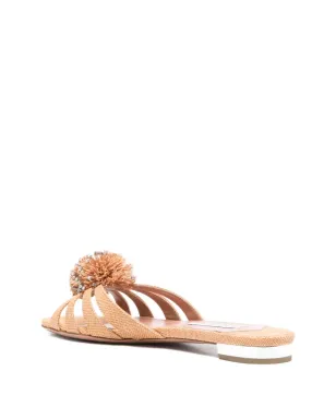 Aquazzura Movida クリスタル装飾ポンポンサンダル - サムネイル3