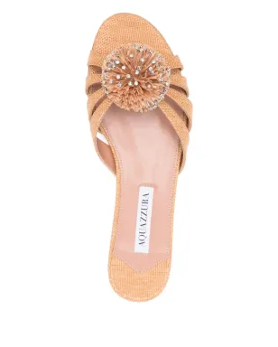 Aquazzura Movida クリスタル装飾ポンポンサンダル - サムネイル4
