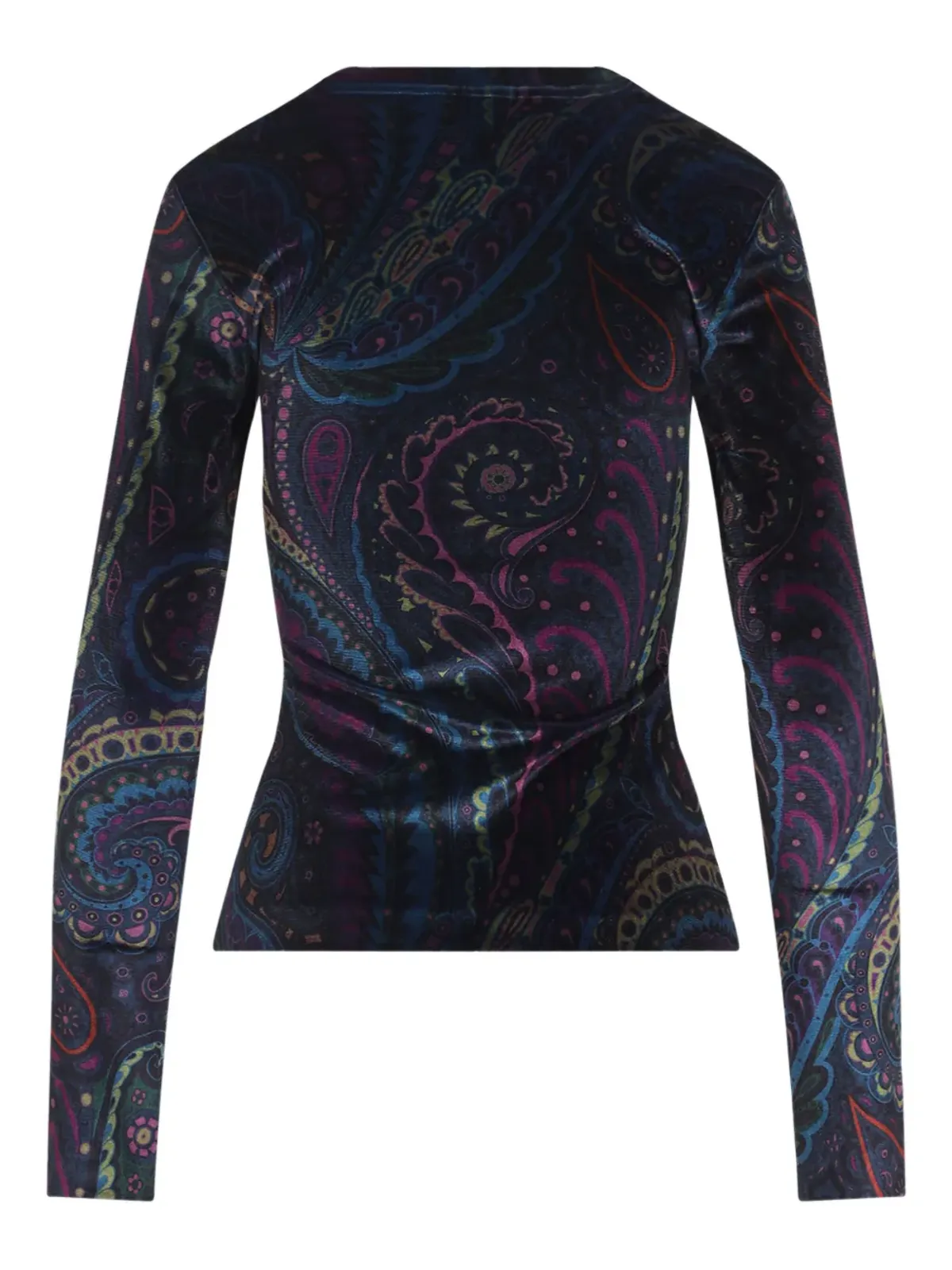 ETRO ペイズリー柄ベルベットTシャツ ブラック - 画像2