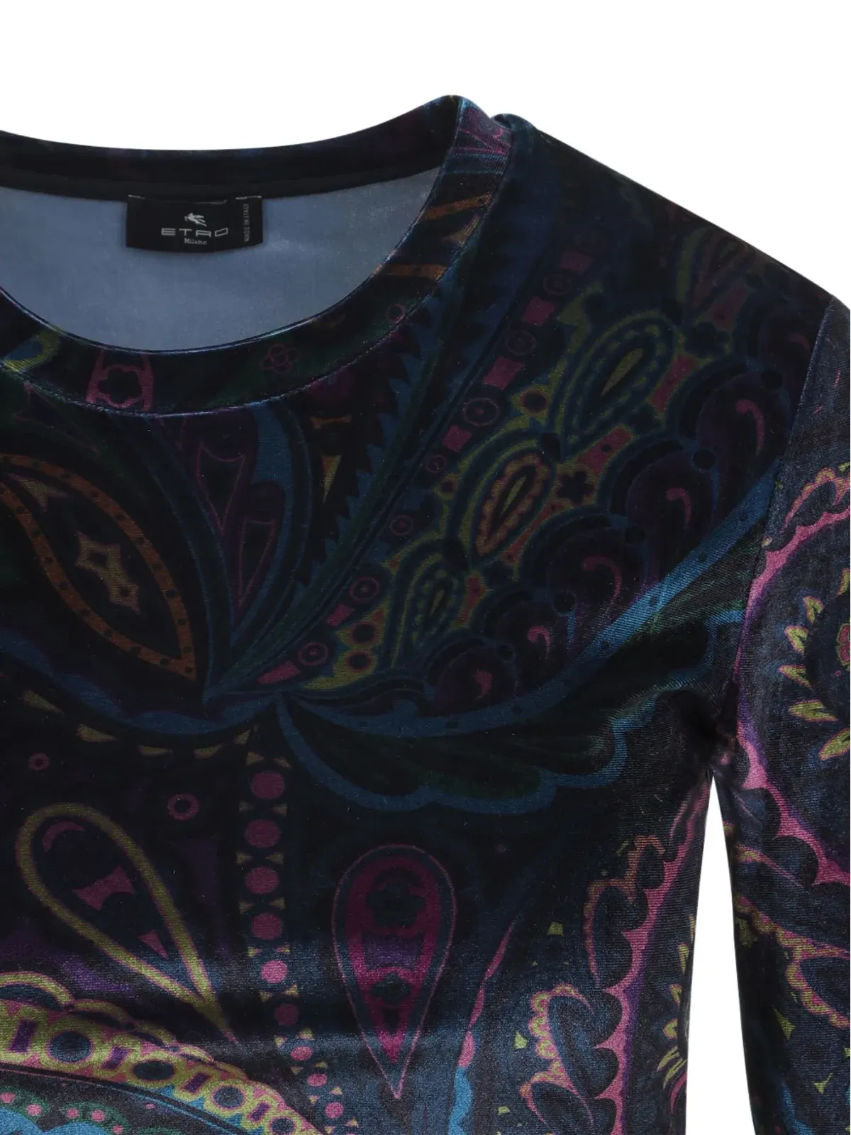 ETRO ペイズリー柄ベルベットTシャツ ブラック - 画像4