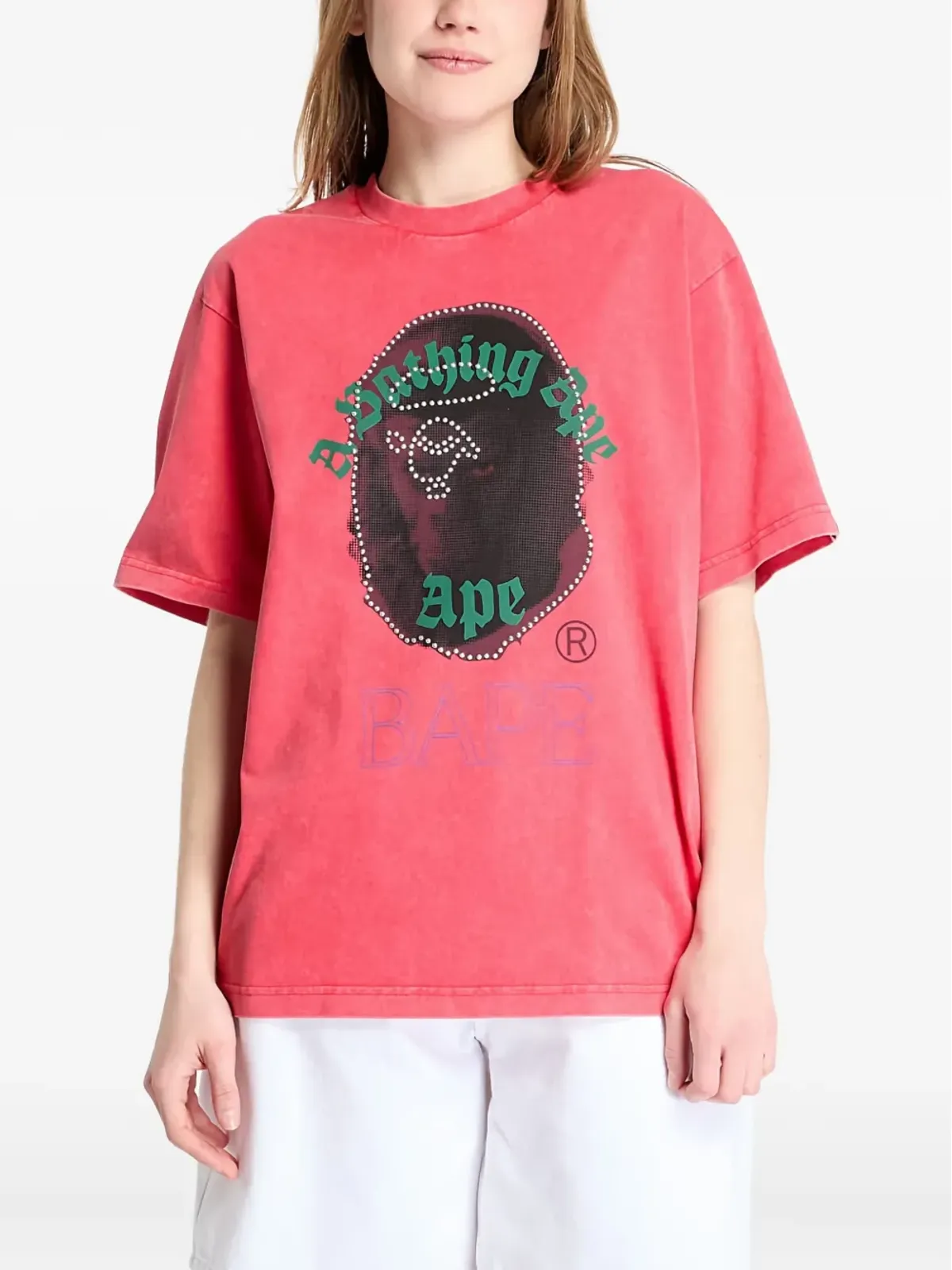 A BATHING APE® Ape Head rhinestone-embellished T-shirt - 画像1