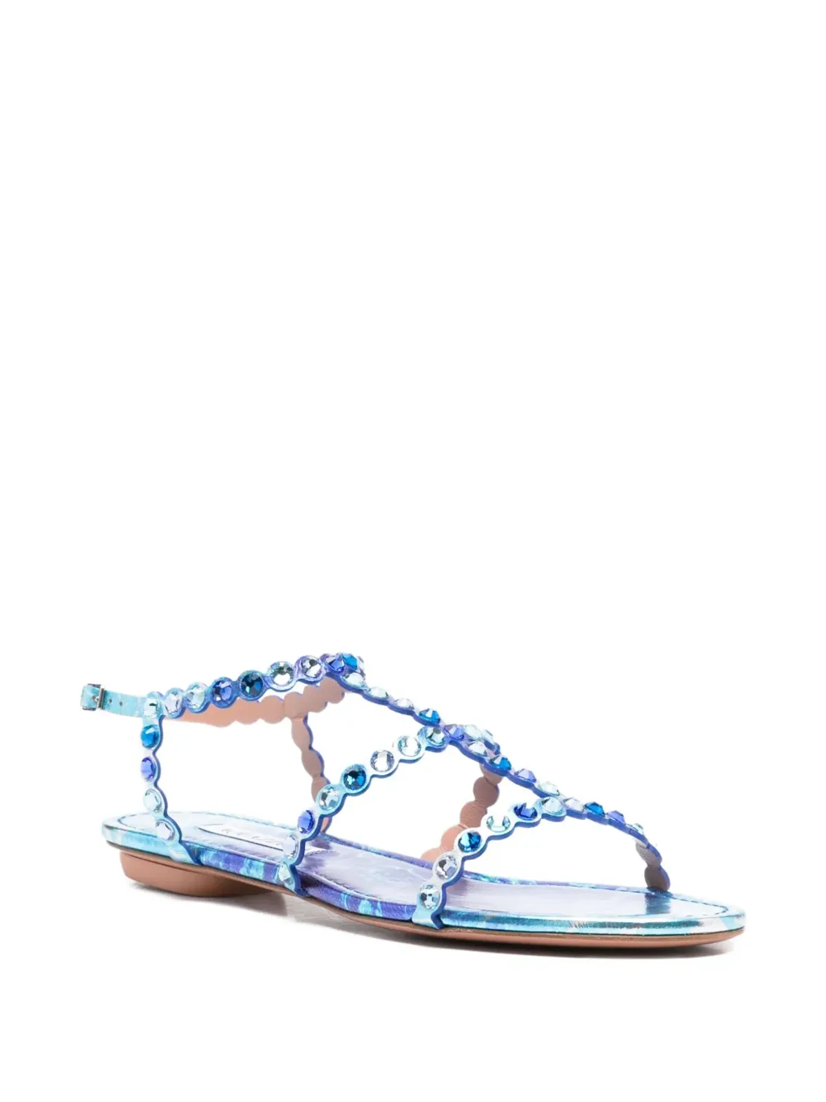 Aquazzura テキーラ クリスタル装飾レザーサンダル - 画像2