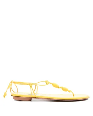 Aquazzura オアハカ knotted leather フラットサンダル イエロー - サムネイル1
