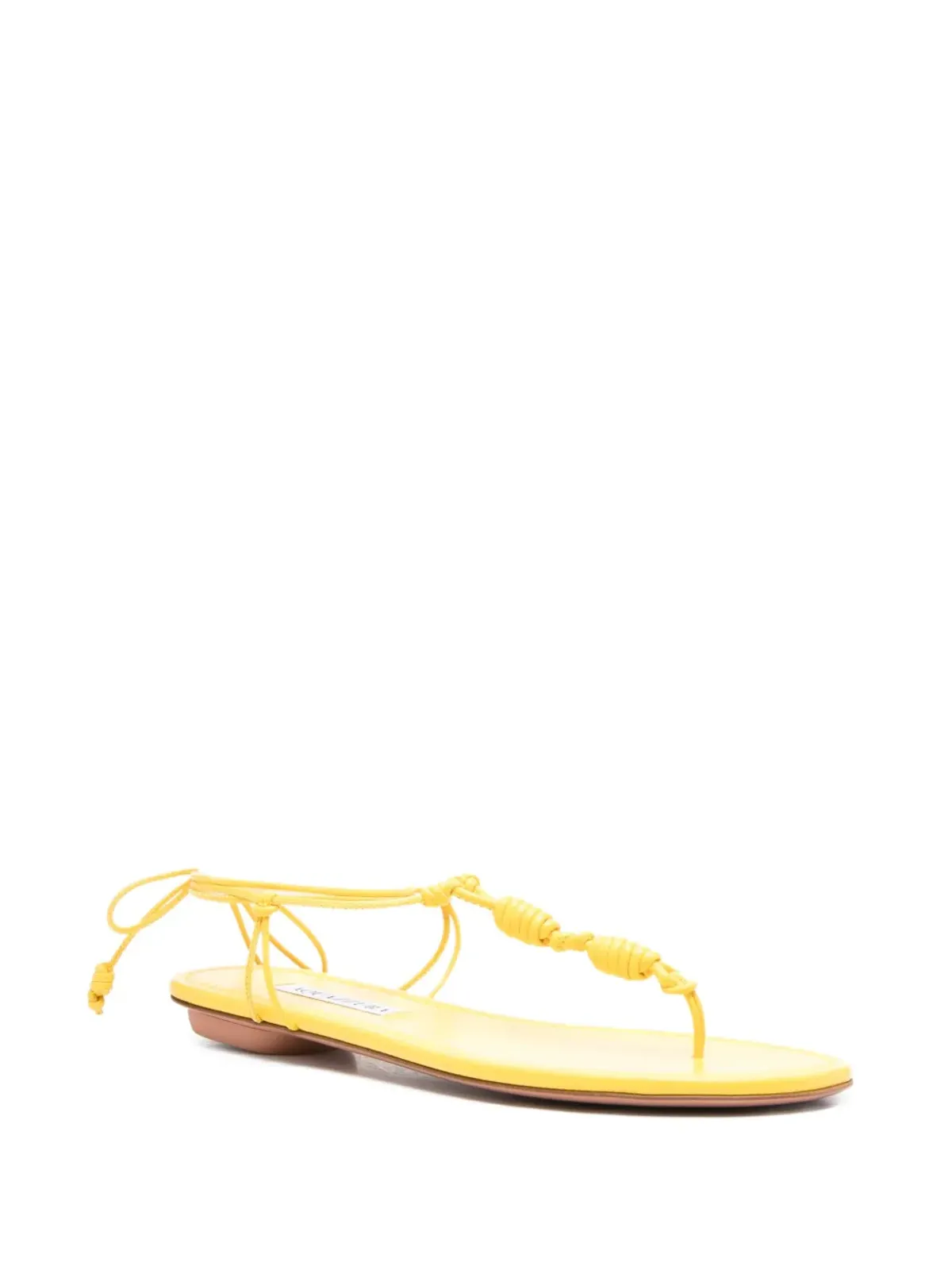 Aquazzura オアハカ knotted leather フラットサンダル イエロー - 画像2
