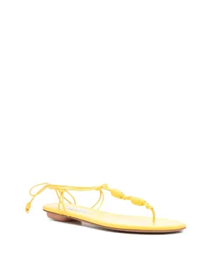 Aquazzura オアハカ knotted leather フラットサンダル イエロー - サムネイル2