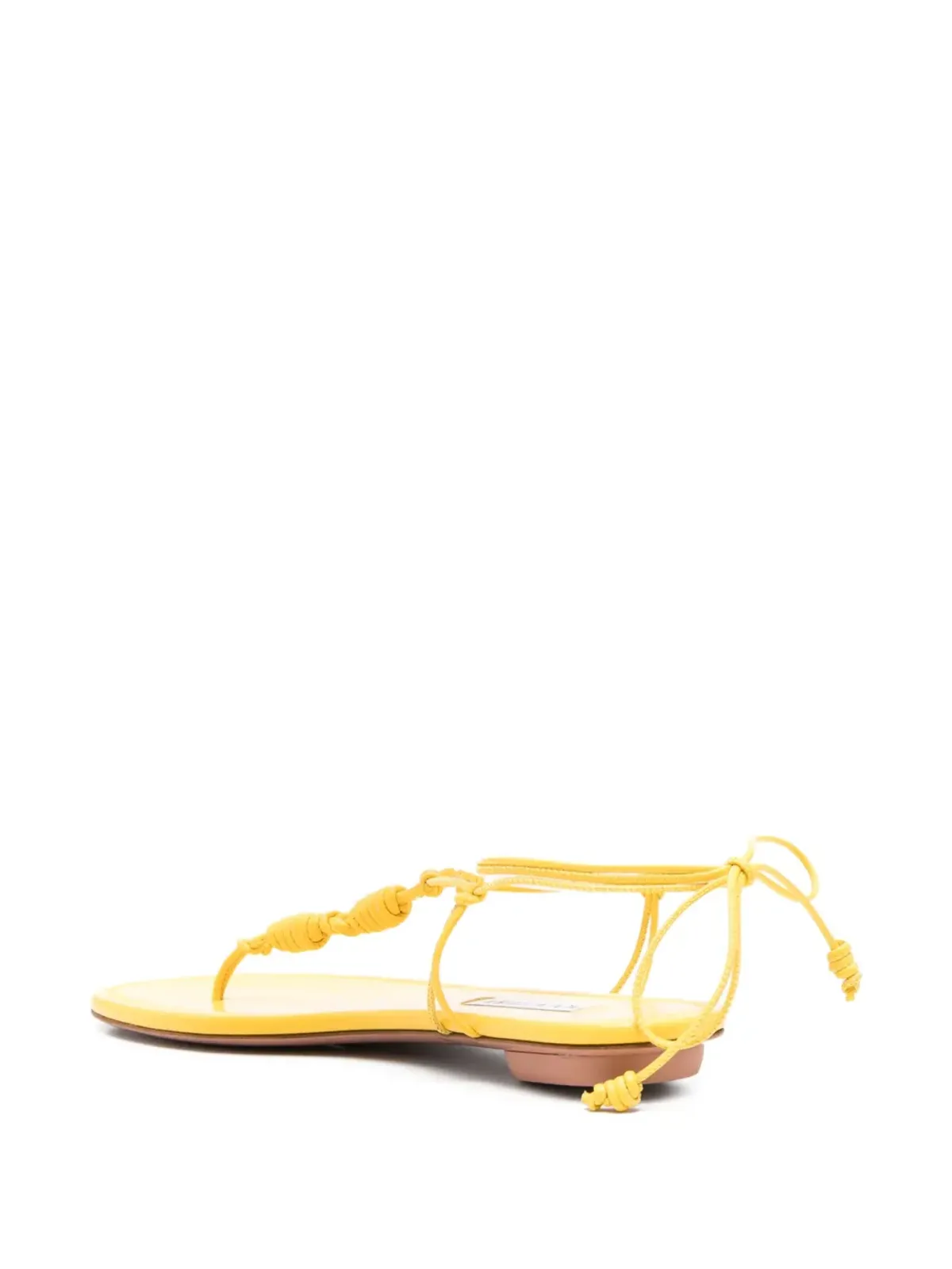 Aquazzura オアハカ knotted leather フラットサンダル イエロー - 画像3