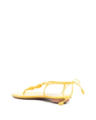 Aquazzura オアハカ knotted leather フラットサンダル イエロー - サムネイル3