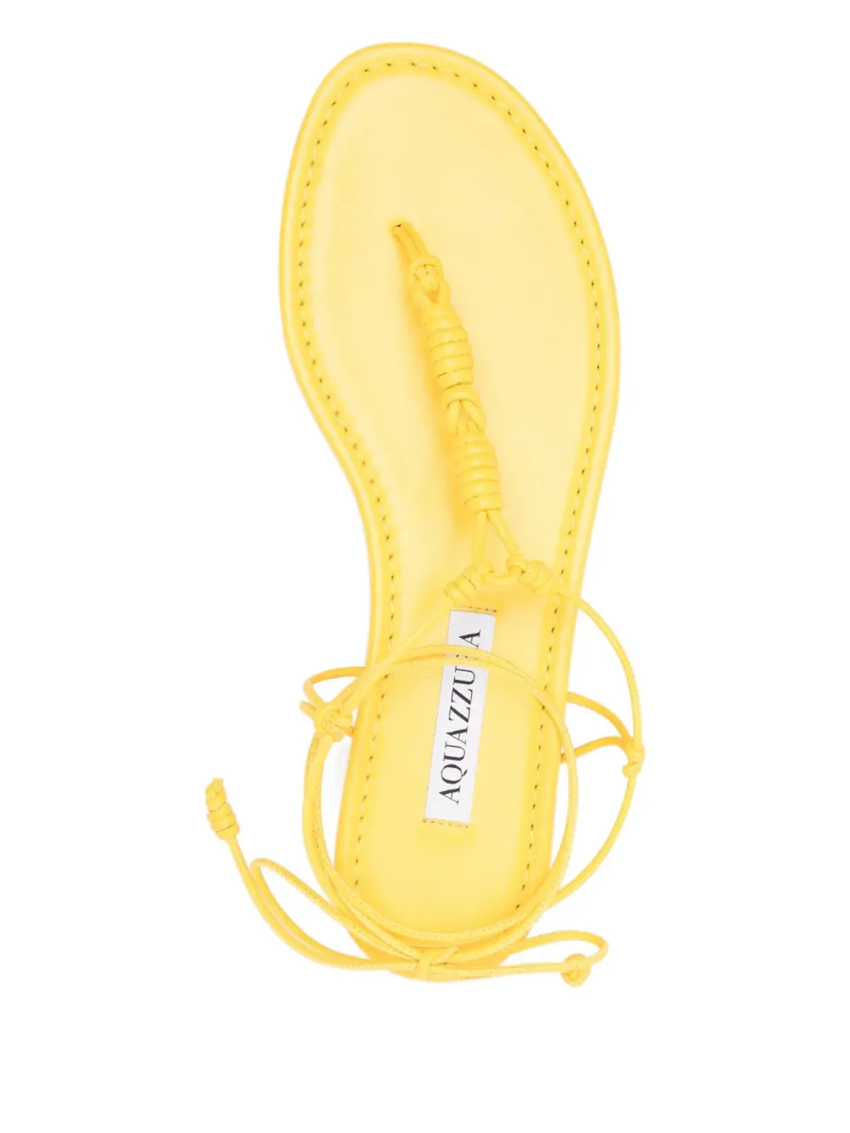 Aquazzura オアハカ knotted leather フラットサンダル イエロー - 画像4