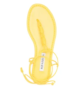 Aquazzura オアハカ knotted leather フラットサンダル イエロー - サムネイル4