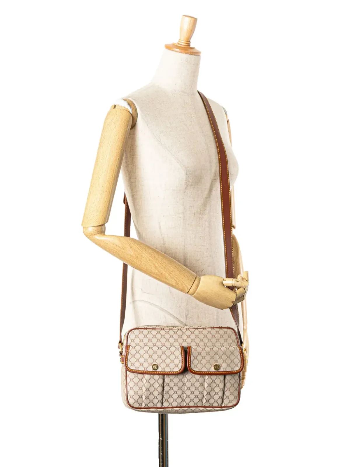 Celine Pre-Owned マカダム キャンバス クロスボディバッグ ブラウン - 画像2