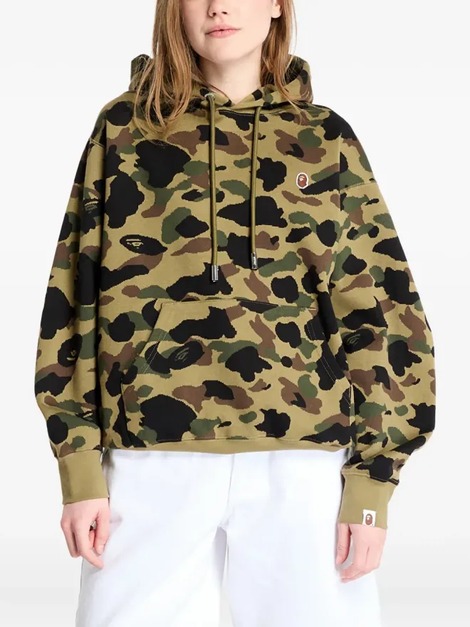 A BATHING APE® A BATHING APE® camouflage-jacquard hoodie - Greenの商品画像