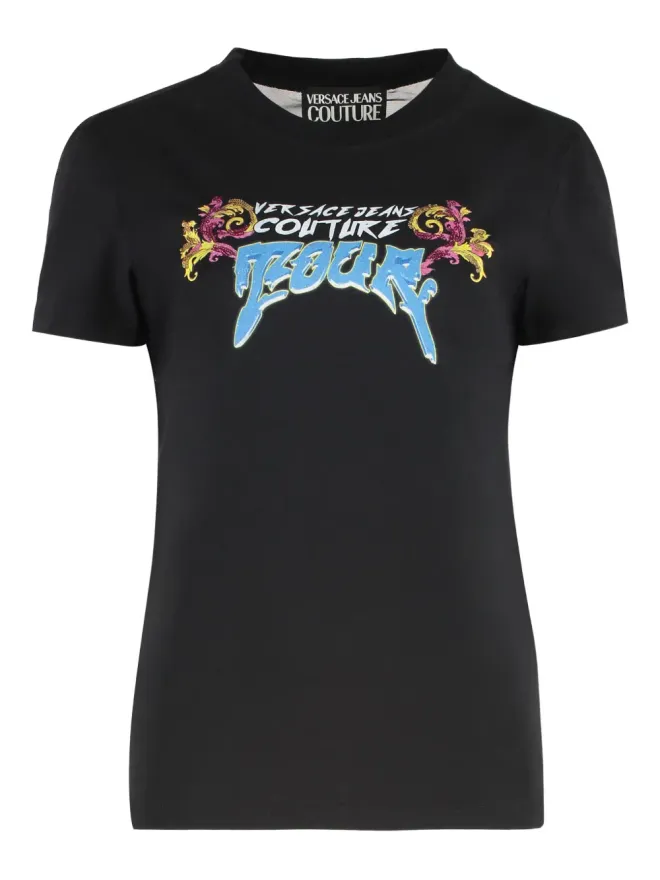 Versace Jeans Couture Versace Jeans Couture ロゴプリント メッシュパネル Tシャツ ブラックの商品画像