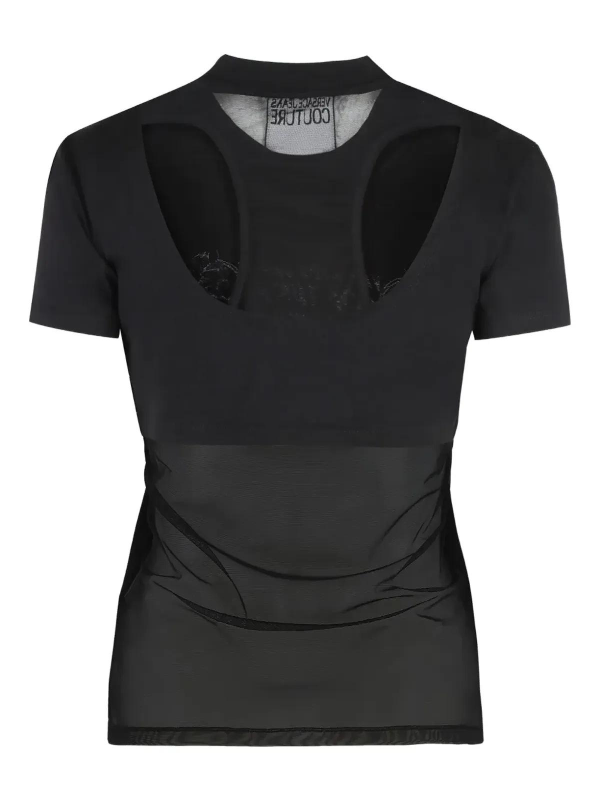Versace Jeans Couture ロゴプリント メッシュパネル Tシャツ ブラック - 画像2