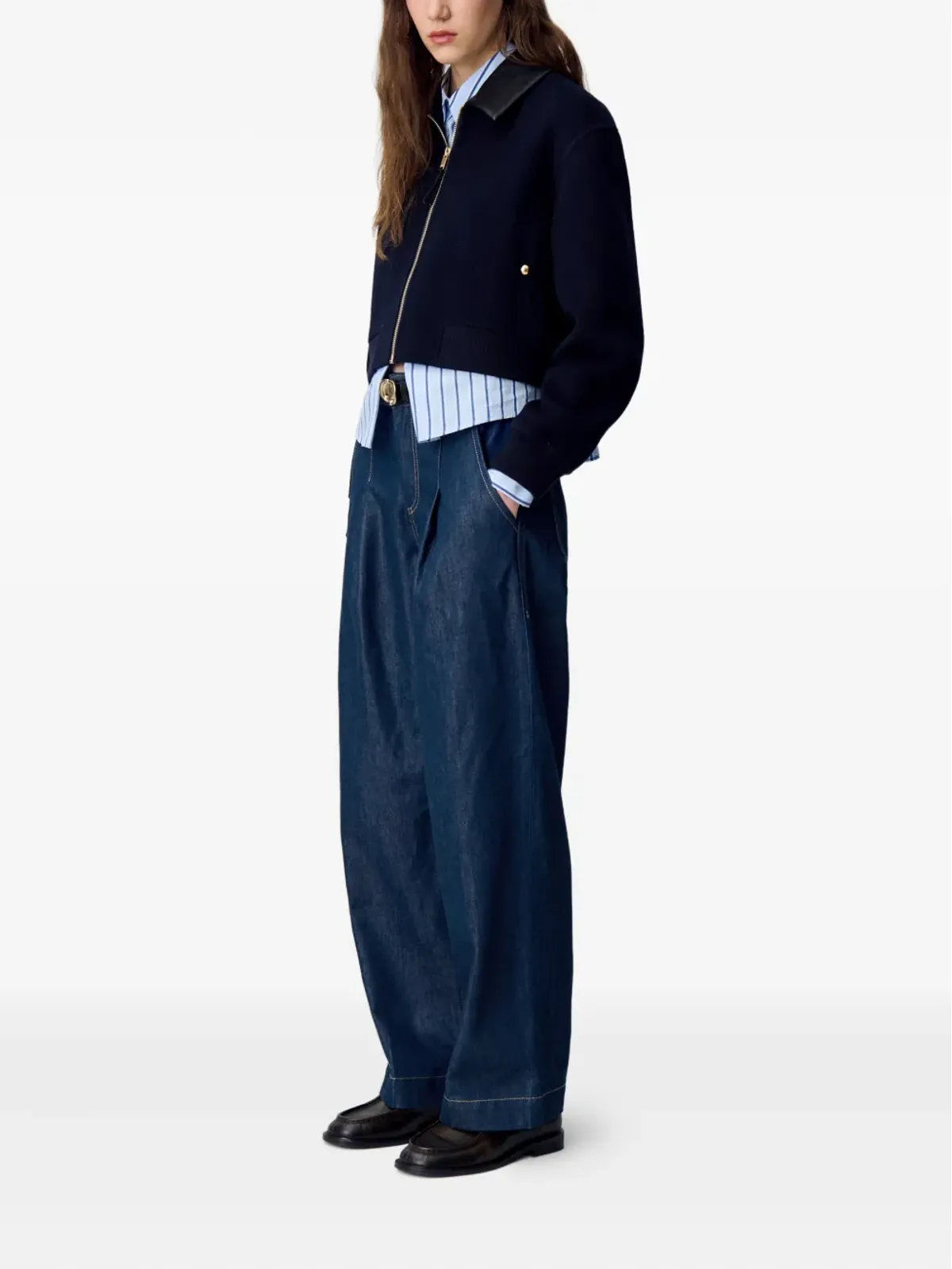 Claudie Pierlot プリーツ入りワイドジーンズ ブルー - 画像3